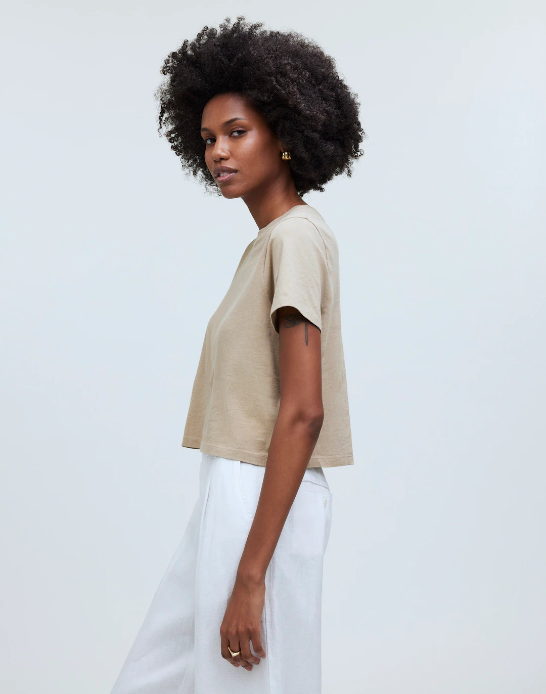 Softfade Cotton Boxy-Crop Tee | Madewell