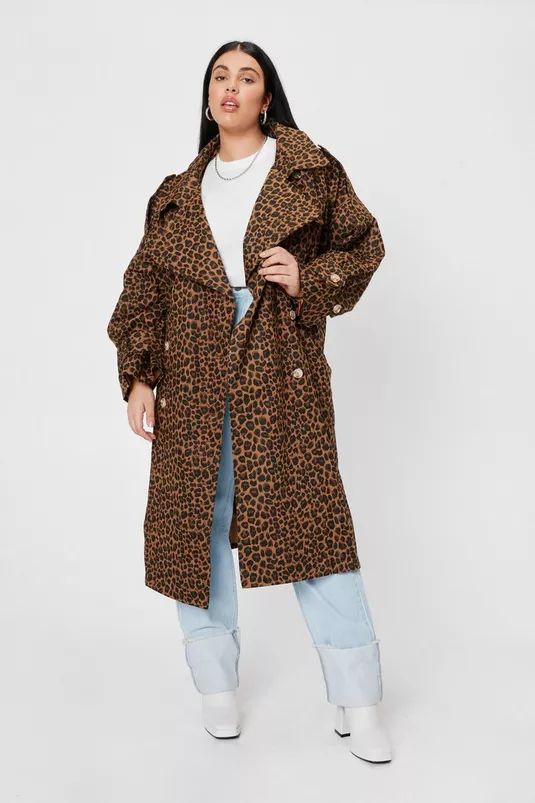 Plus Size Leopard Belted Trench Coat | Nasty Gal (US)