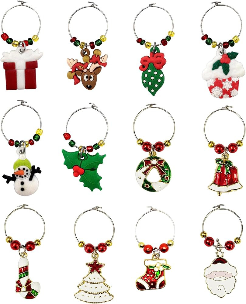 Christmas Wine Glass Charms: Ideal Holiday-Themed Decoration Supplies for Wine Tasting Party | Amazon (US)