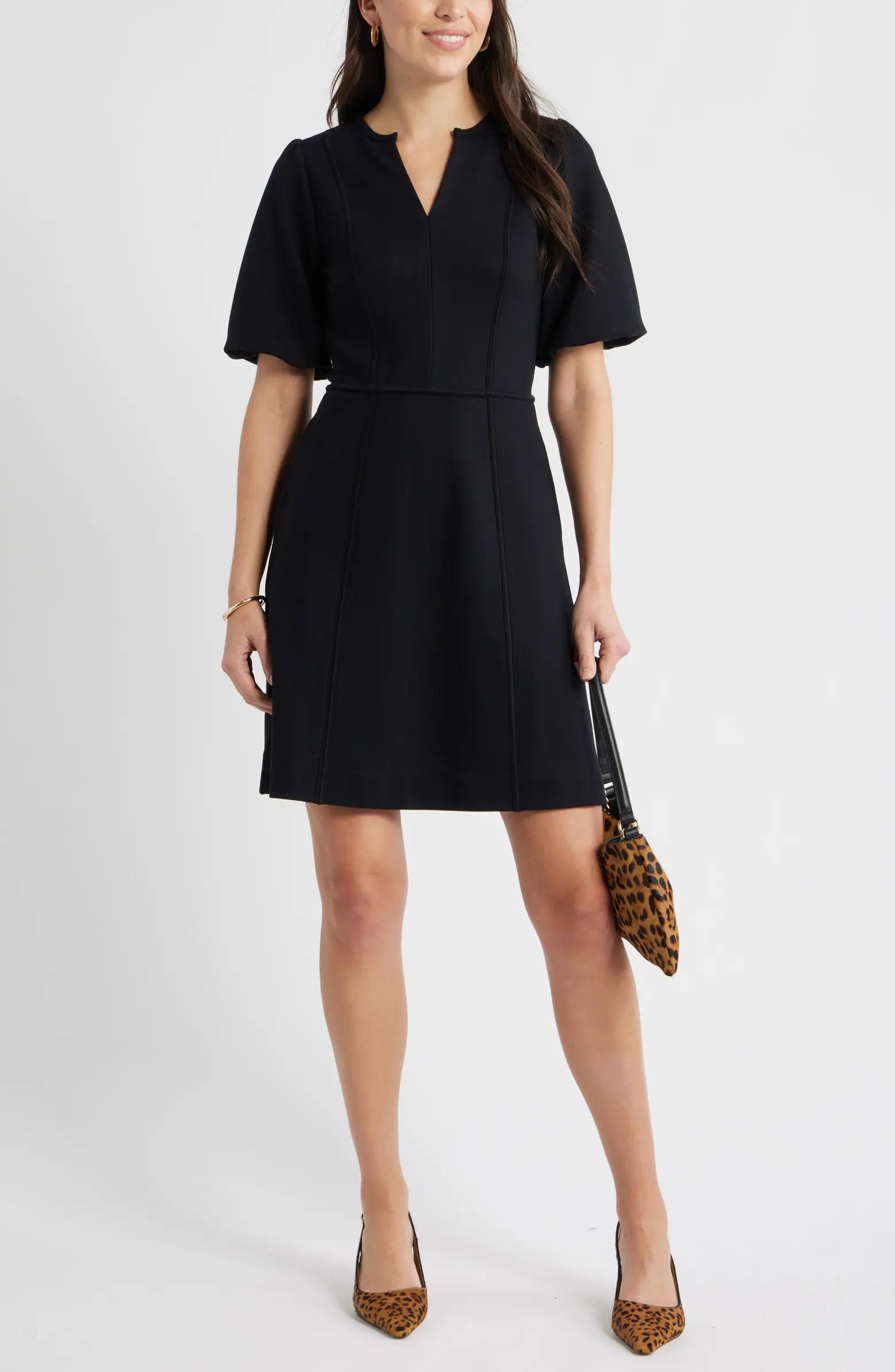 Puff Sleeve Ponte Dress | Nordstrom