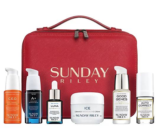 Sunday Riley Grand Collection 6pc Skincare Kit with Bag - QVC.com | QVC