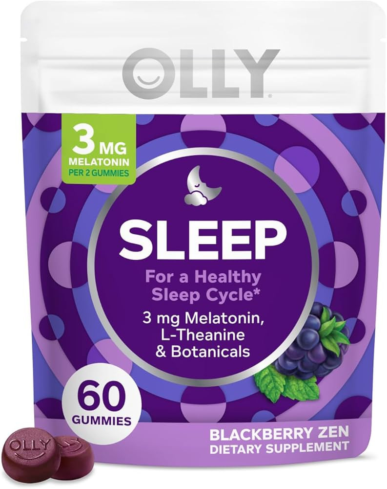 OLLY Sleep Gummy, 3 mg Melatonin, L-Theanine, Chamomile, and Lemon Balm Extracts, Blackberry Flav... | Amazon (US)