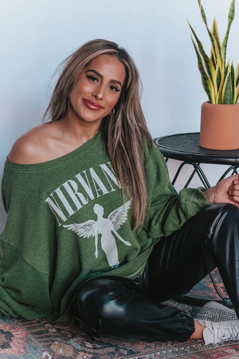 Daydreamer Nirvana In Utero Tour Oversized Crewneck Sweatshirt | Apricot Lane Boutique