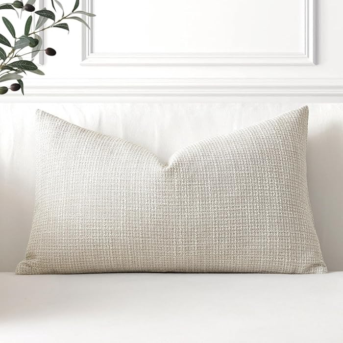 OTOSTAR Linen Throw Pillow Cover Set of 1 Decorative Lumbar Pillowcases Cushion Covers 16x24 Inch... | Amazon (US)