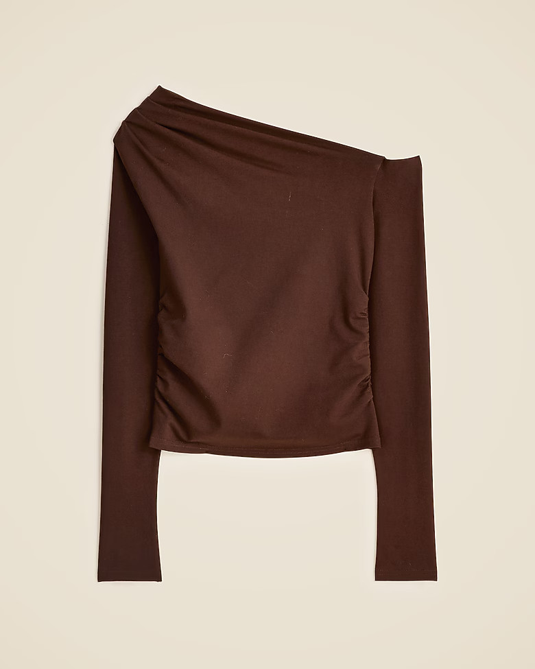 Asymmetrical off-the-shoulder top in stretch cotton blend | J. Crew US