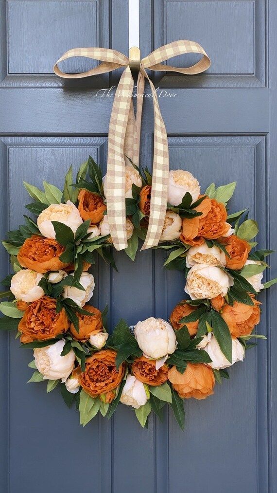 Fall wreath- fall peony wreath - coffee and cream wreath - fall farmhouse wreath - Autumn wreath | Etsy (US)