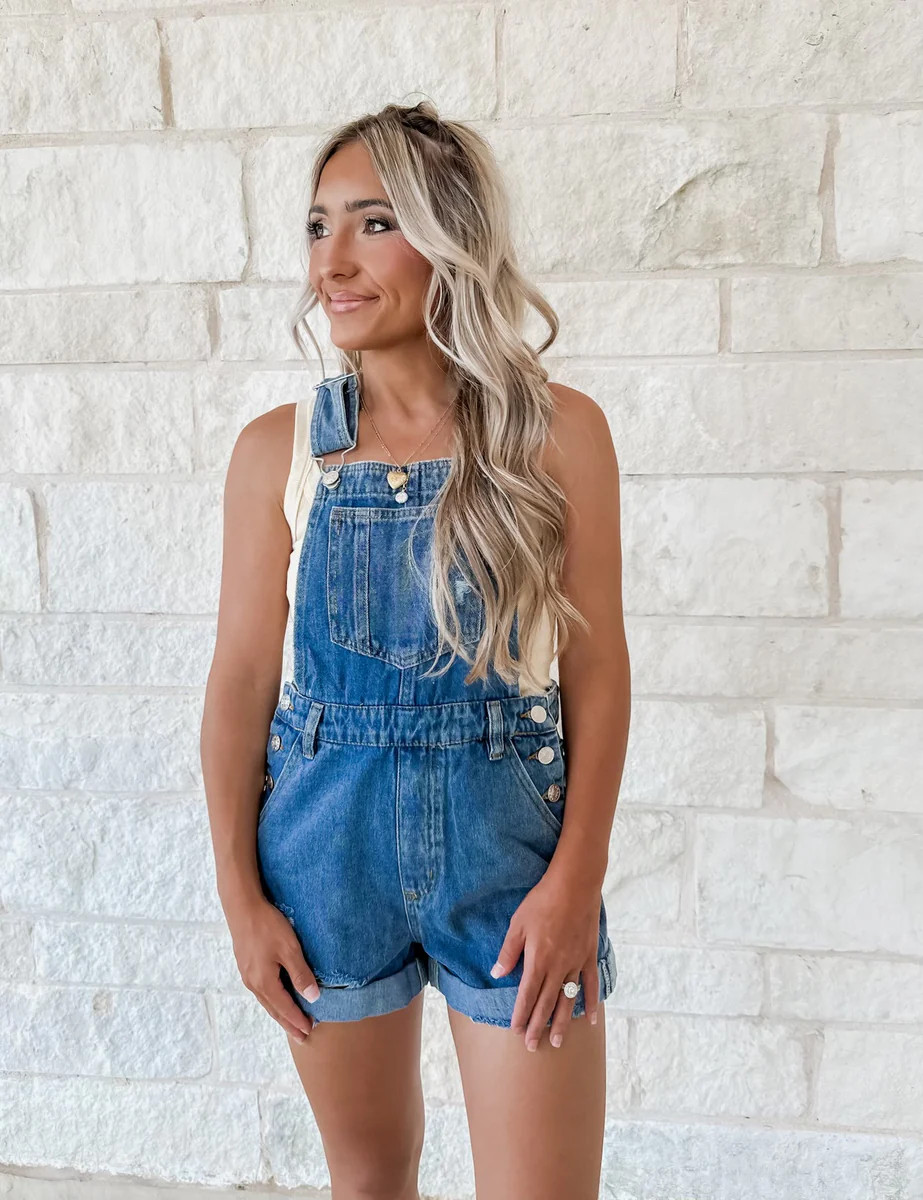 Lilly Denim Cuffed Overalls | CK Squared Boutique