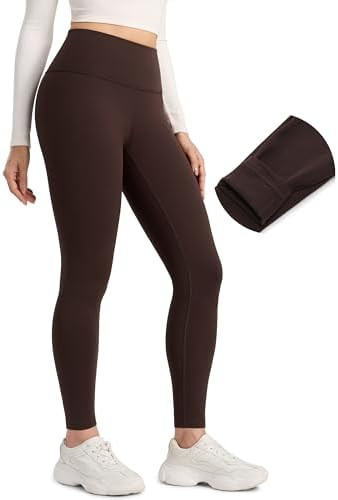 CRZ YOGA Womens Fleece Lined Leggings 28'' Matte - Casual Lounge Workout Yoga Thermal Full Length... | Amazon (US)