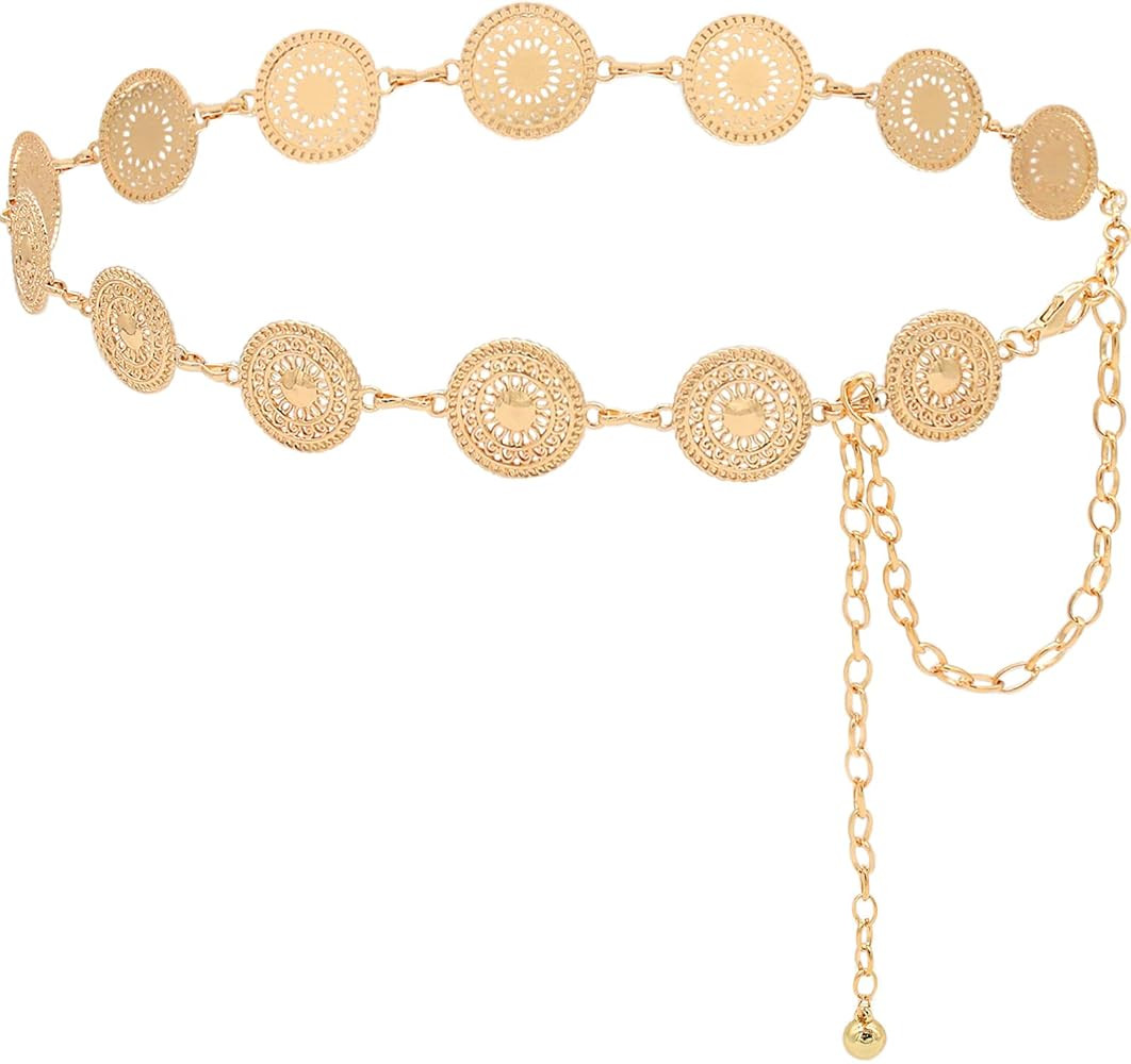 Women's Chain Belt Metal Waist Belt Chunky Belly Link Belt | Amazon (US)