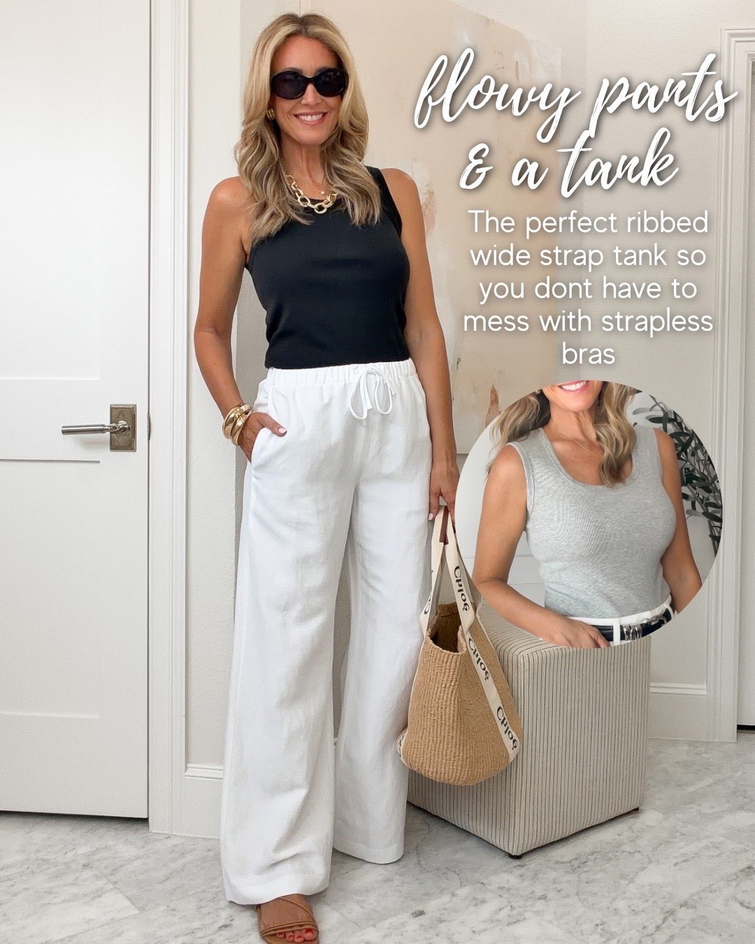 These flowy pants are exactly what I want to wear when it’s still hot but I’m ready to move toward fall. The wide leg feels light and comfortable, and this ribbed tank has wide enough straps to wear with a regular bra.

Flowy pants, wide leg pants, ribbed tank, bra friendly tank, lightweight pants, summer to fall outfit, transitional style, casual outfit, warm weather style, everyday fashion, HauteandHumid

#LTKootd #LTKSeasonal #LTKTravel