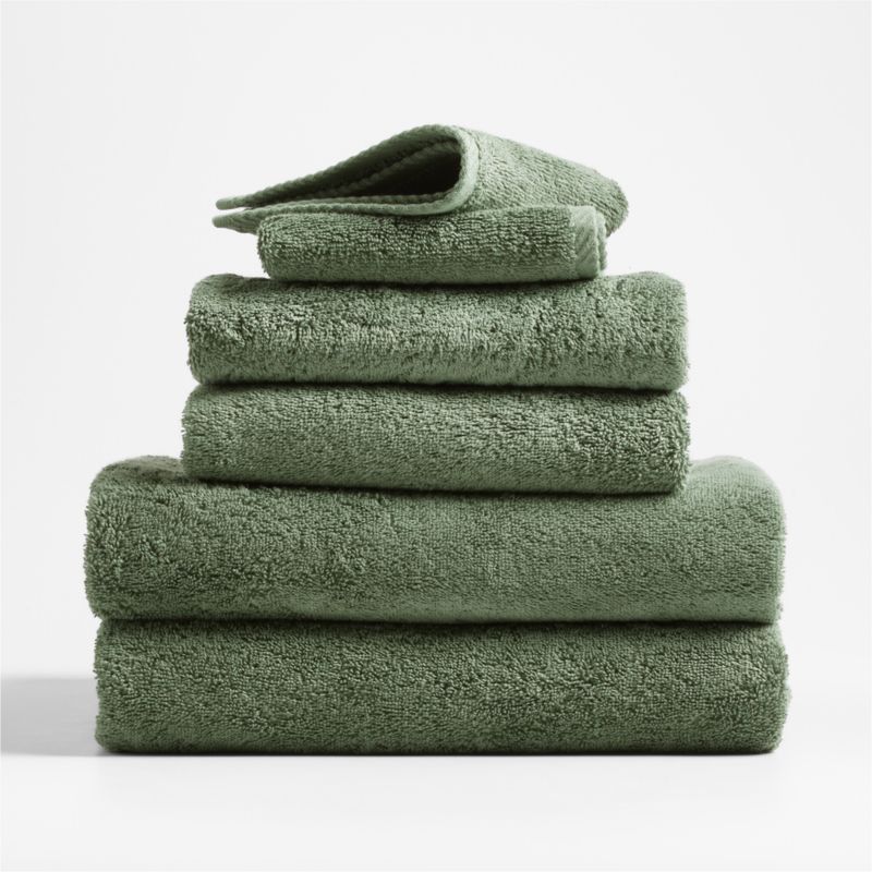Quick-Dry Organic Cotton Duck Green Bath Towels, Set of 6 + Reviews | Crate & Barrel | Crate & Barrel