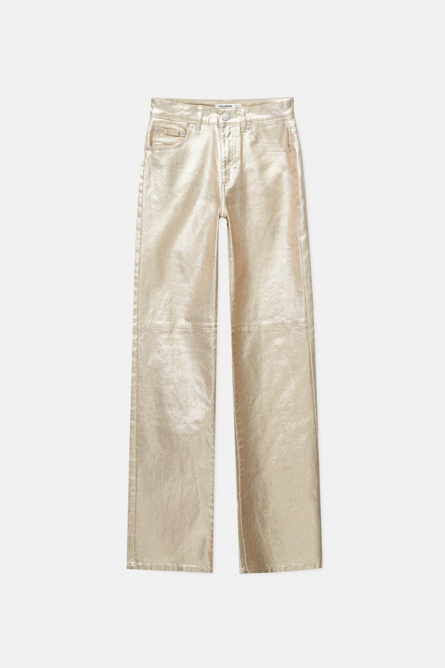 Straight fit metallic trousers | PULL and BEAR UK