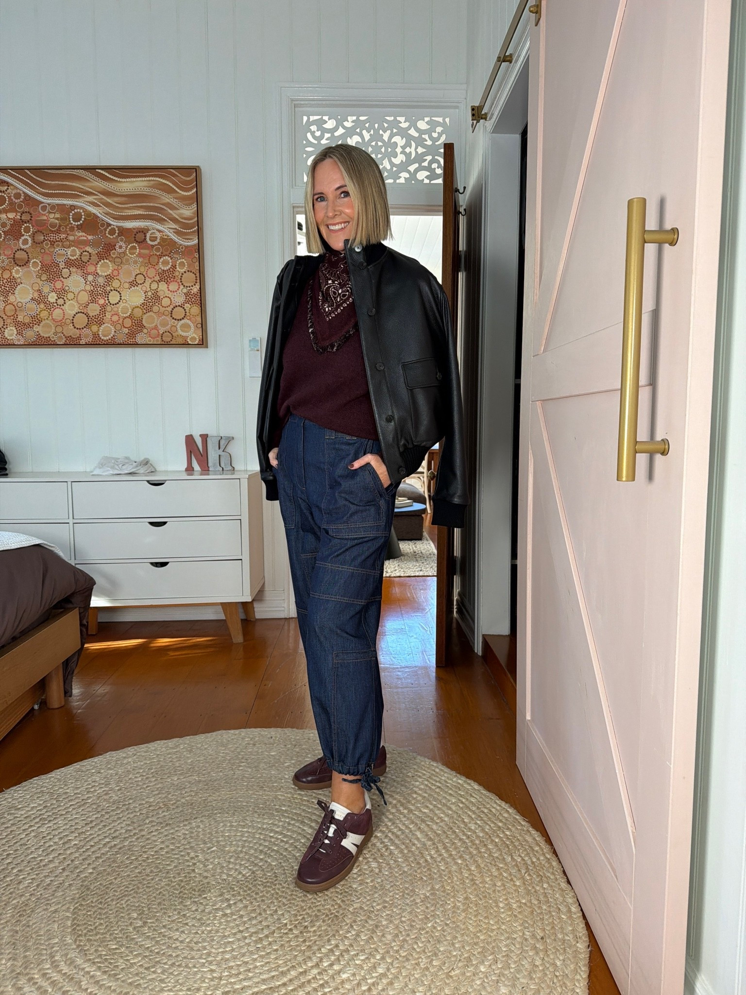 Knit: size L
Tee: size L
Pants: size 10 (relaxed fit)

Jacket: IDA+S (code NIKKI10)
Shoes: FRANKIE4 Levi (code NIKKI20)
Scarf: Kujten

#LTKaustralia #LTKover50style #LTKwinter