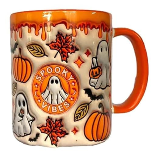 dierjueyers Pumpkin Coffee Cup With Ghost, Halloween Coffee Mug, Halloween Ceramic Coffee Mug, Trick Or Treat Halloween Tumbler Cup, Perfect And Best Gifts For Coffee Lover (Orange*1) (Orange, 24X20) | Amazon (US)