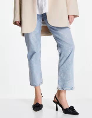 ASOS DESIGN Soraya knotted slingback mid heeled shoes in black | ASOS (Global)