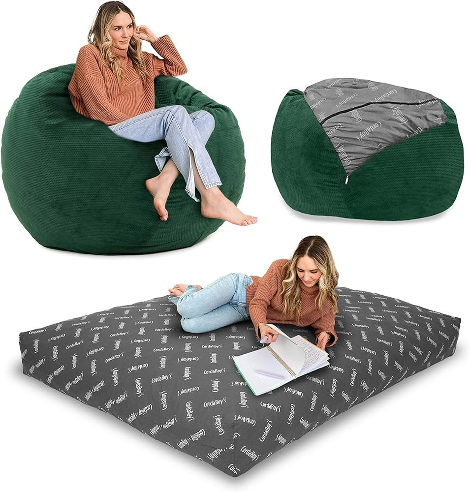 CordaRoy's Chenille Bean Bag - Convertible Bean Bag Chair & Bed - Machine-Washable Chenille Fabri... | Amazon (US)