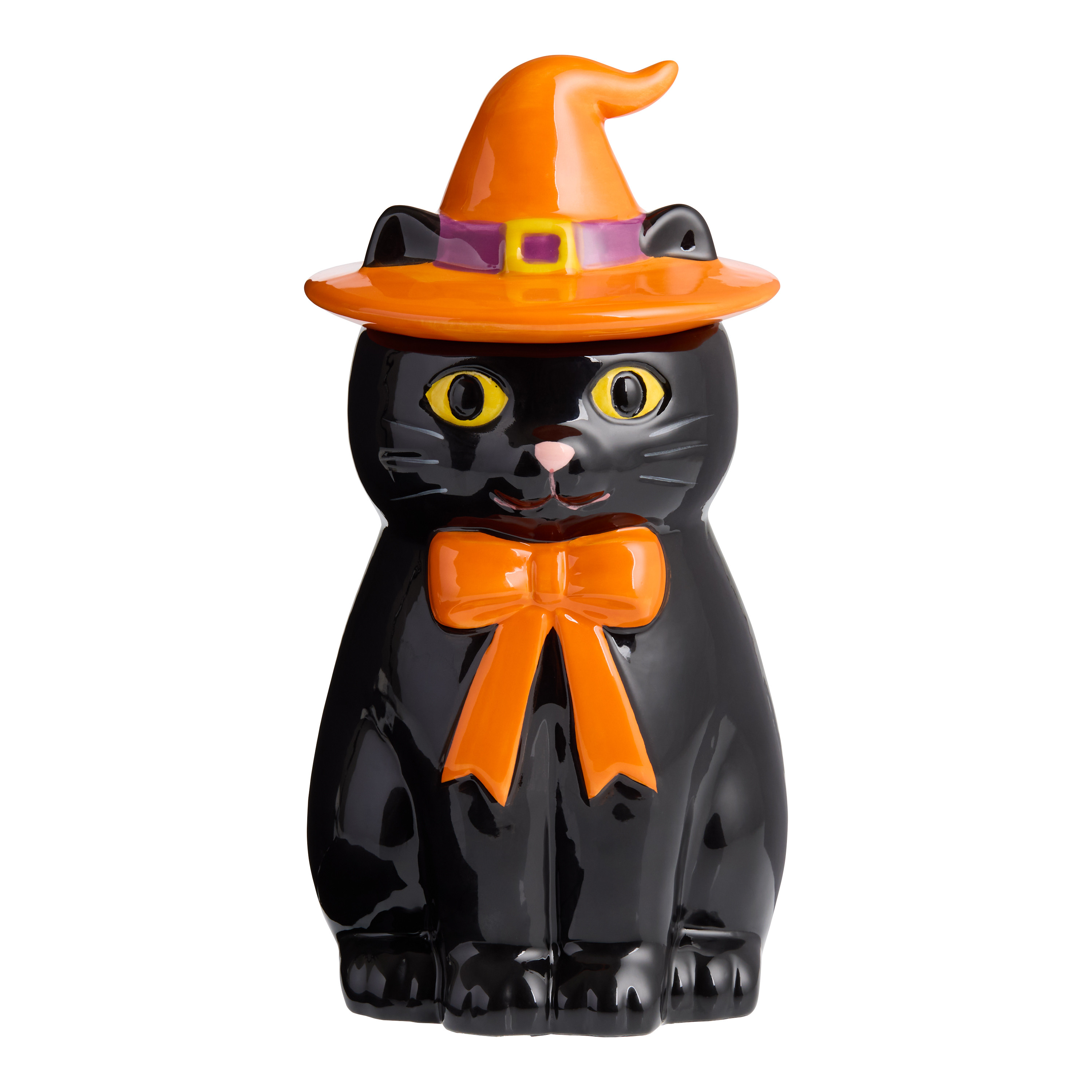 Small Black Wizard Cat Hand Painted Figural Cookie Jar | World Market