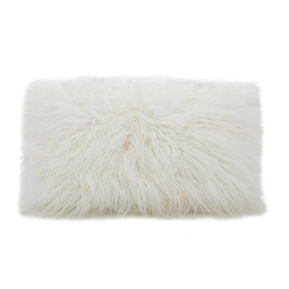 Poly Filled Faux Mongolian Fur Throw Pillow - Saro Lifestyle | Target