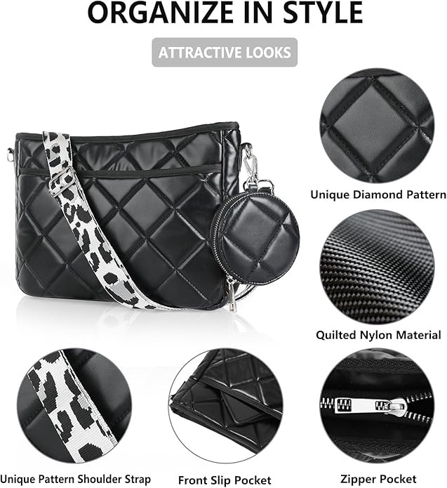 Quilted Crossbody Bags for Women, Unique Pattern Strap Quilted Bag, Crossbody Purses for Women, Q... | Amazon (US)