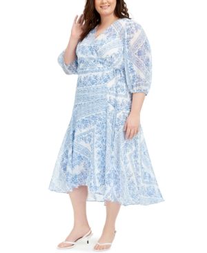 Calvin Klein Plus Size Bandana-Print Wrap Dress | Macys (US)