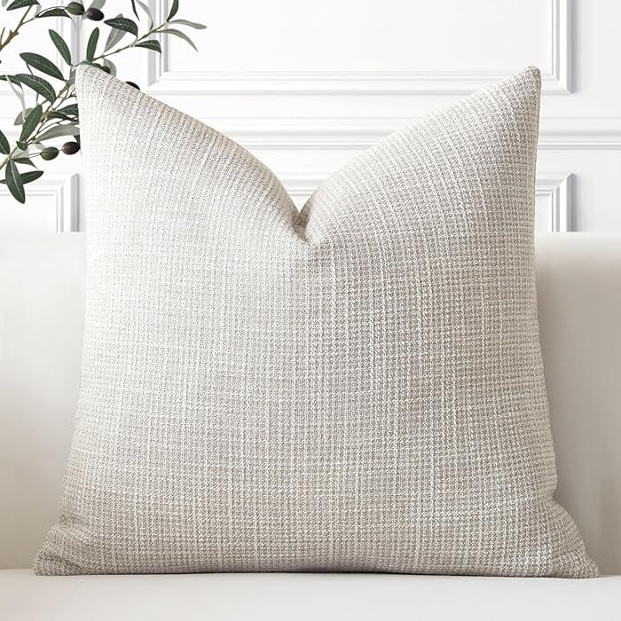 OTOSTAR Linen Throw Pillow Cover Set of 1 Decorative Square Pillowcases Cushion Covers 24x24 Inch... | Amazon (US)