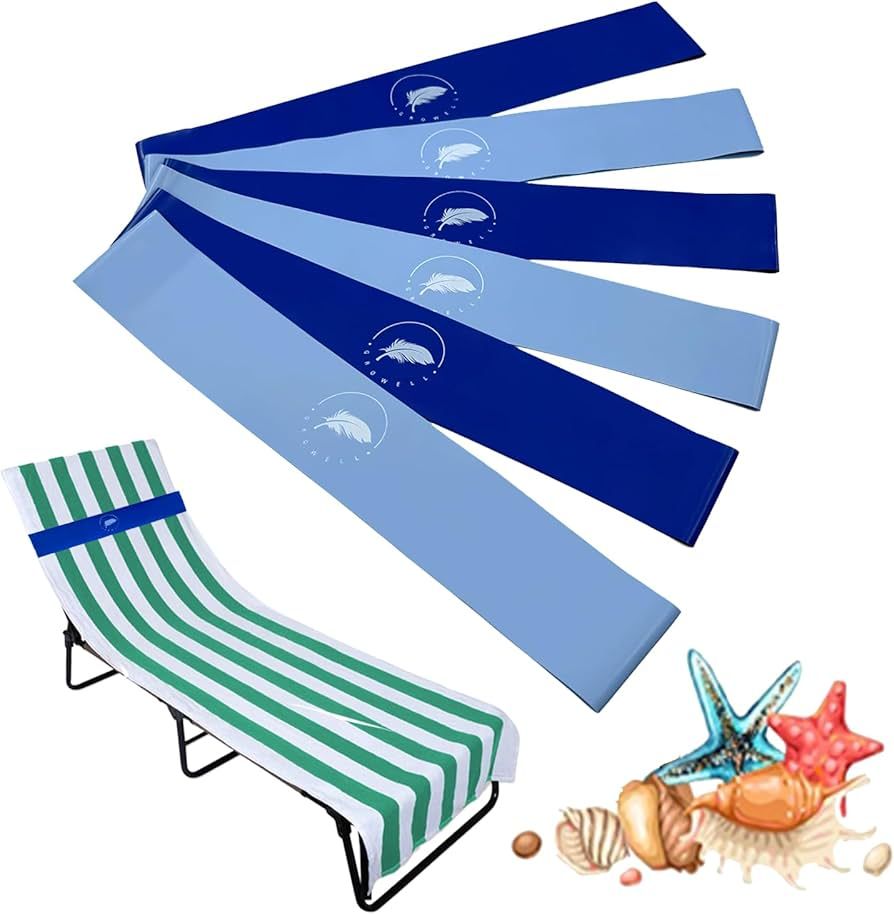 Beach Towel Bands (6 Pack) - Stretchy Rubber Beach Towel Clips for Beach Cruise Pool Chairs, Loun... | Amazon (US)
