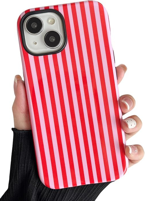 Compatible with iPhone 14 Plus/15 Plus Case Cute Aesthetic Striped Phone Case for Women Girl Shoc... | Amazon (US)