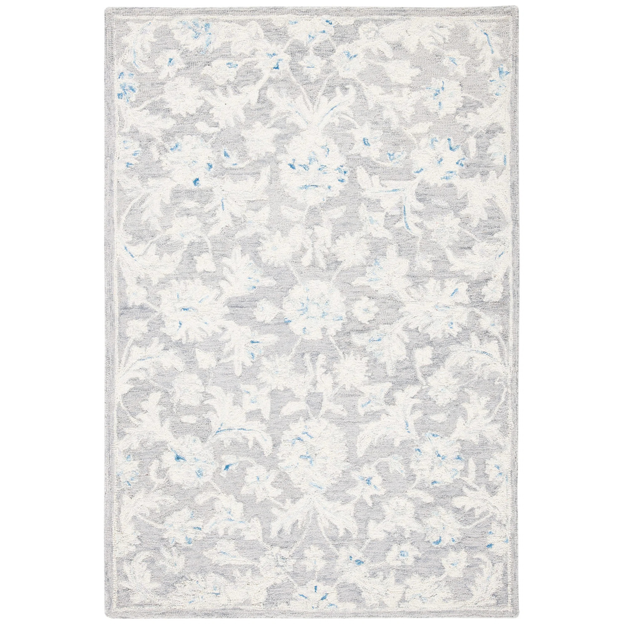 Crown Floral Handmade Flatweave Wool Gray/Ivory Area Rug | Wayfair North America