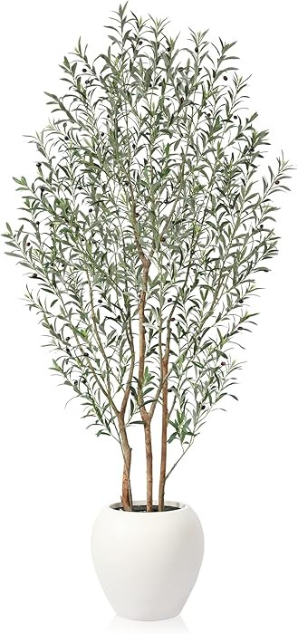 VeriNatural Árbol de olivo artificial, 8 pies de alto, olivos sintéticos con tronco de madera n... | Amazon (US)