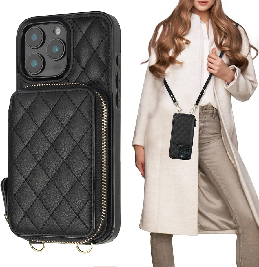 Bocasal Crossbody Wallet Case for iPhone 16 Pro Max, RFID Blocking PU Leather Zipper Handbag Purs... | Amazon (US)