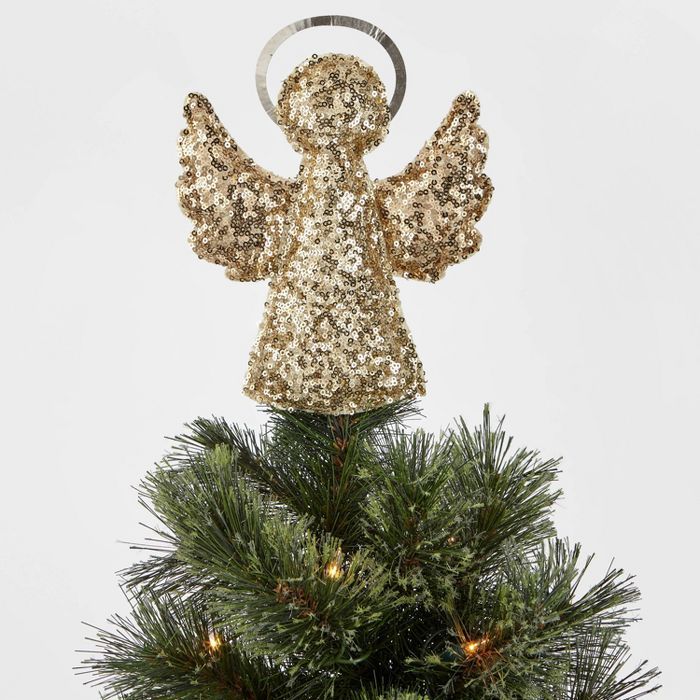 7.5in Unlit Sequined Angel Tree Topper Gold - Wondershop™ | Target