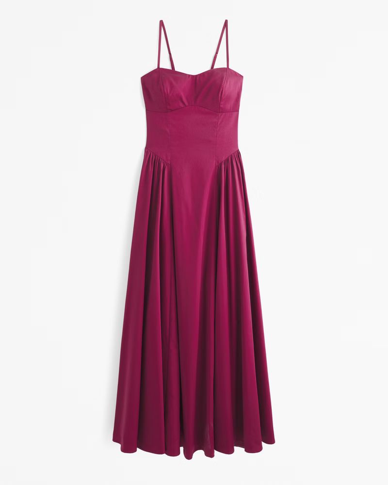 Dipped-Waist Sweetheart Maxi Dress | Abercrombie & Fitch (US)