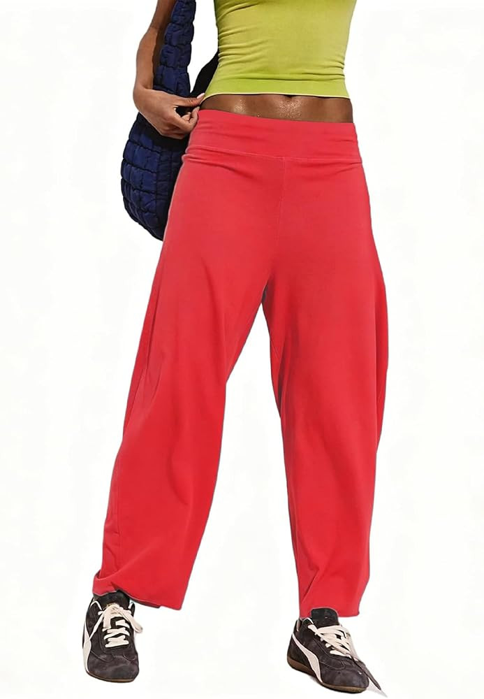 Women's Barrel Yoga Pants Relaxed Straight Leg Gym Pants Low Waist Ankle Length Casual Workout Lo... | Amazon (US)