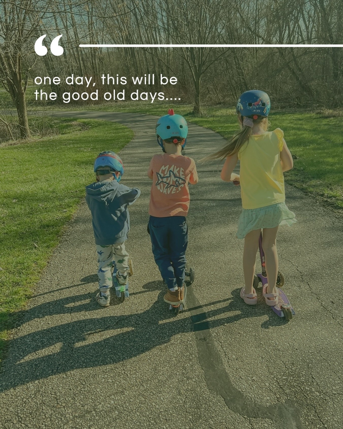 I know I’ll blink and this season will be gone…

Three kids, three scooters, and one slow walk down a winding path.

It’s loud, it’s chaotic, someone always needs something…
but somehow these are the moments I never want to rush.

I’m trying really hard to live in this in-between—
the “I’m exhausted” and the “I wish I could freeze time.

Because I know one day… this will be the part I miss the most 🥹

Anyone else feeling this lately? 🤍