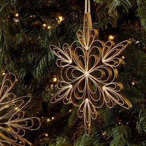 Metal Wire Medium Snowflake Ornament | West Elm (US)