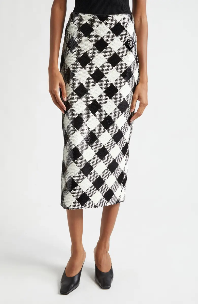 Veronica Beard Allora Sequin Check Midi Skirt | Nordstrom | Nordstrom