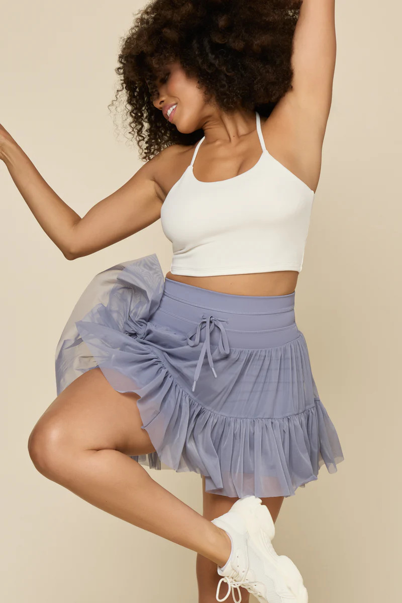 Pirouette Skort (Longer) - Blue Mist | POPFLEX