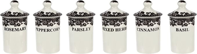 Spode Delamere Spice Jars, set of 6 | Beautiful and Functional Kitchen Décor | Made from Fine Po... | Amazon (US)