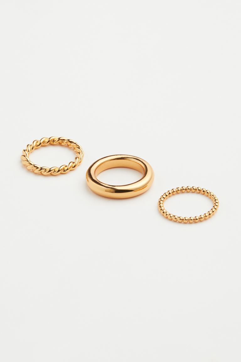 3er-Pack Goldplattierte Ringe | H&M (DE, AT, CH, NL, FI)