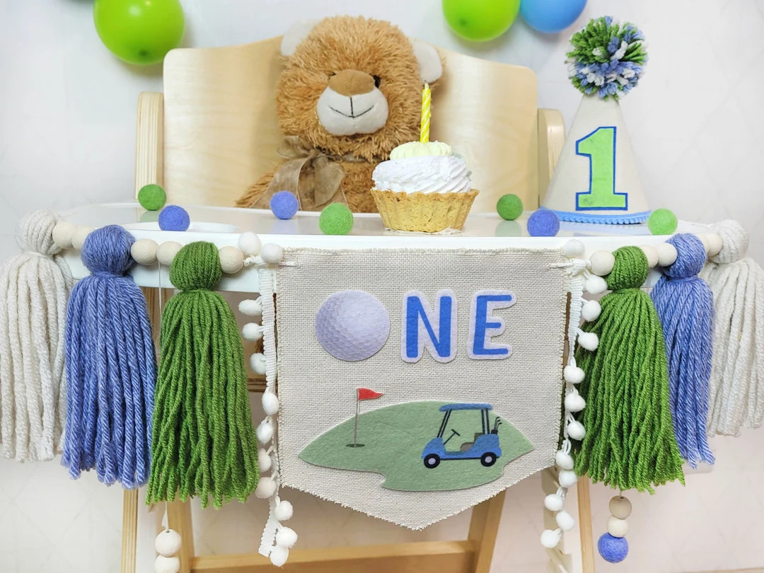 Hole in One Birthday High Chair Banner Golf Smash Cake Garland - Etsy | Etsy (US)