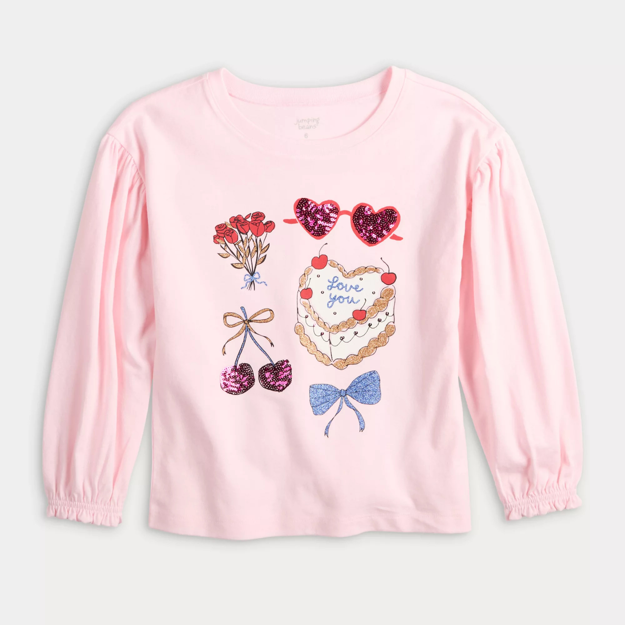Girls 4-12 Jumping Beans® Ruffle Cuff Long Sleeve Graphic Tee | Kohl's