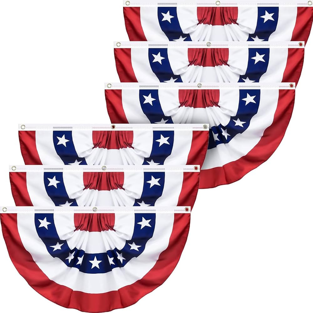 6 Pack USA Pleated Fan Flag, 1.5 X 3 Feet American US Bunting Flag Patriotic Half Fan Banner Flag... | Amazon (US)