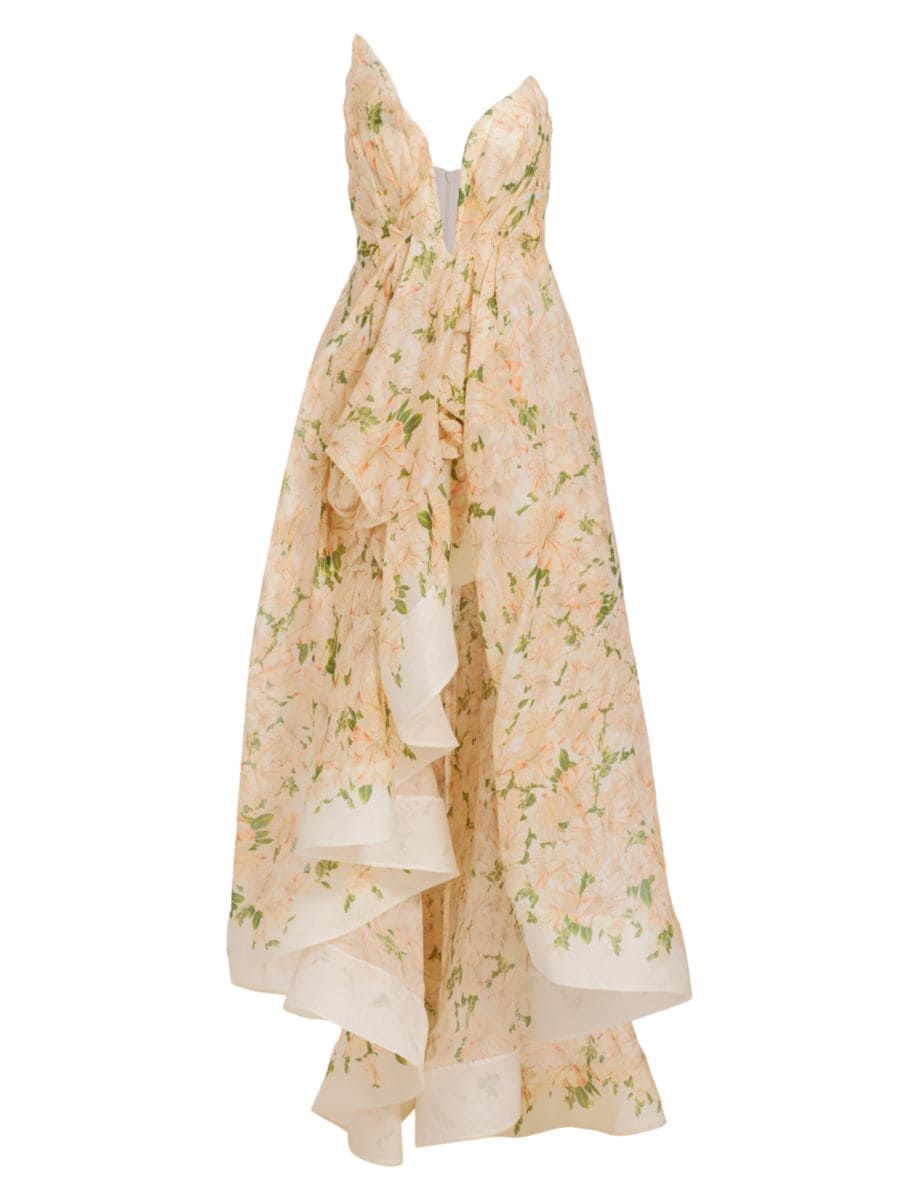 Natura Linen-Silk Floral Strapless Maxi Dress | Saks Fifth Avenue