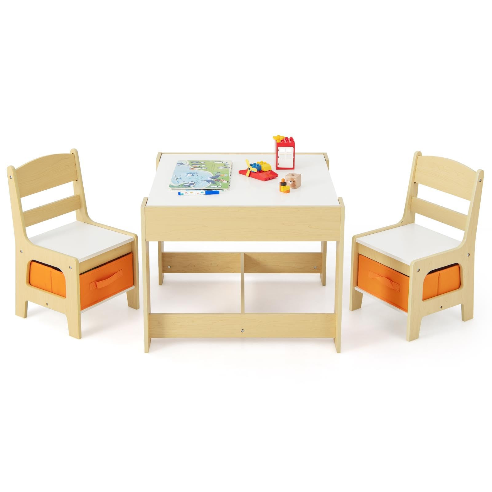 HONEY JOY Kids Table and Chair Set, 3-in-1 Children Wooden Activity Table and 2 Chairs for Art Cr... | Amazon (CA)