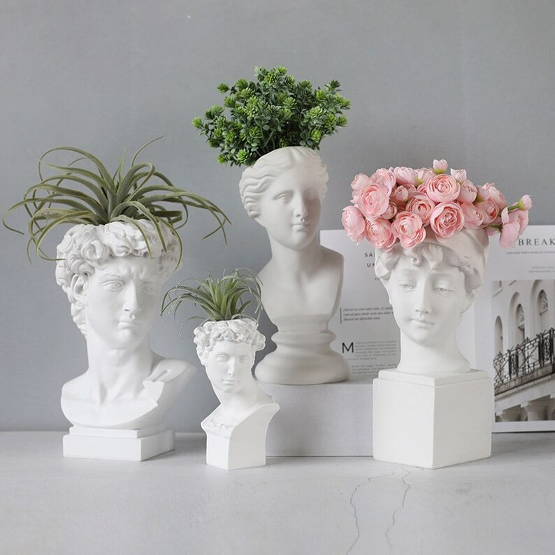 Modern Nordic Style Human Face Head Decoration Vase and planter for Plant, flowers, candle, human... | Etsy (US)
