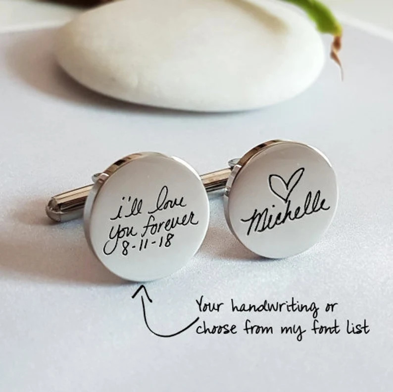 Personalized Cuff Links Handwriting Cufflinks for Dad Husband Signature Custom Cufflinks Groom Cu... | Etsy (US)