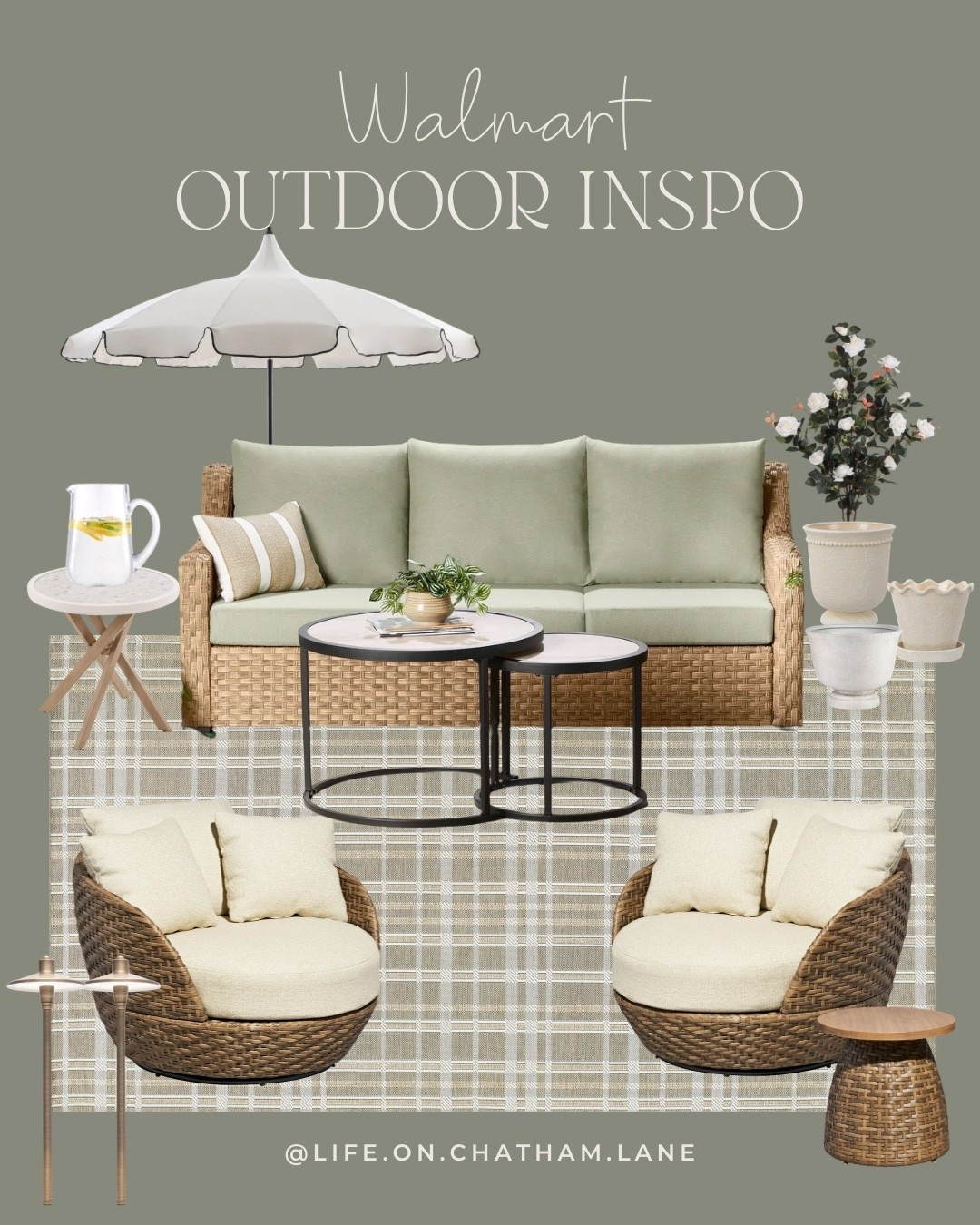 Walmart outdoor patio furniture, planters, rugs, and more!