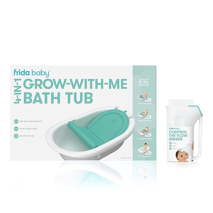 Frida Baby 4-in-1 Grow-with-Me Bath Tub & Control The Flow Rinser Cup Bath Time Kit | Amazon (US)