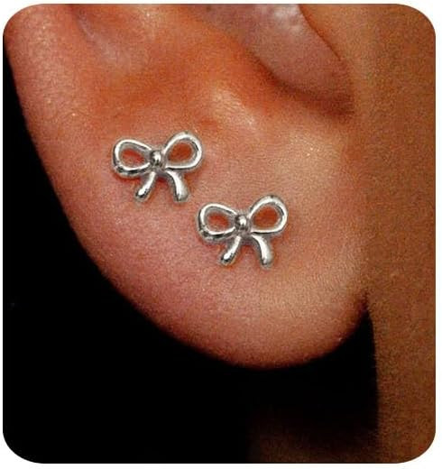 Gold Earrings for Women 14K Gold Stud Earring Dainty Minimalist Simple Small Bow Earrings for Gif... | Amazon (US)