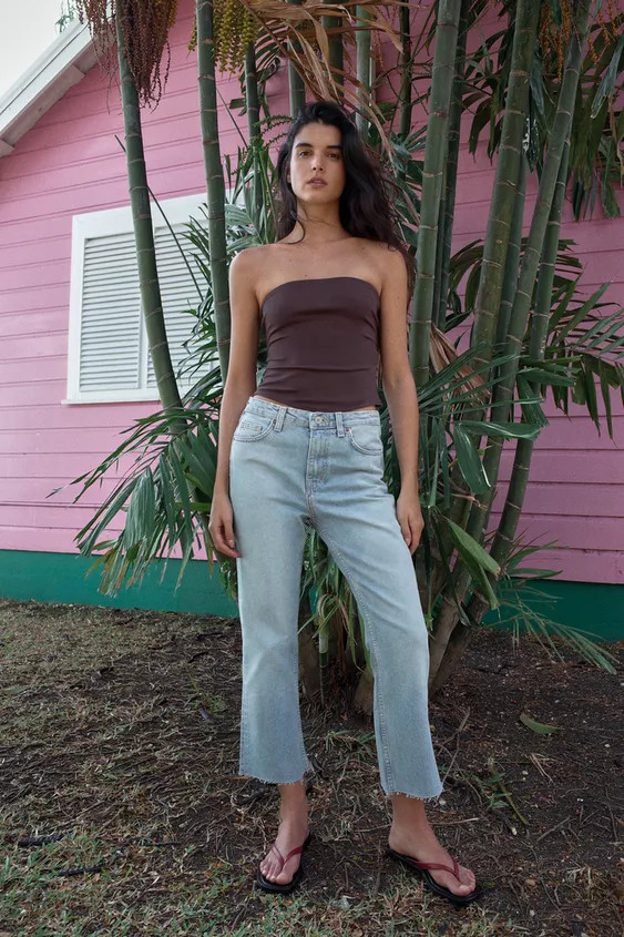 CONTRAST LEATHER SANDALS | Zara UK